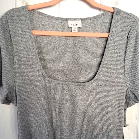 Jenni Intimates Heather Grey Ribbed Shortsleeve Bodysuit - Picture 2 of 8